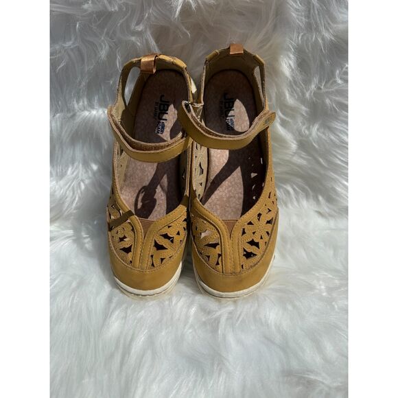 JBU by Jambu Leather Mustard color Hibiscus Casual Mary Jane Size 8.5 Wide - Picture 4 of 5